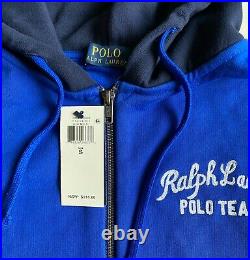 $148 NWT Mens Polo Ralph Lauren Polo Team Fleece Full Zip Hoodie Sweatshirt Blue