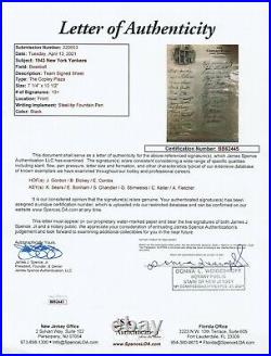 1943 Yankees Team Signed Laminated Sheet 27 Autographs with Full JSA Letter