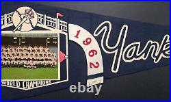 1962 New York Yankees World Series Champions Full Team Photo Pennant Vtg MLB