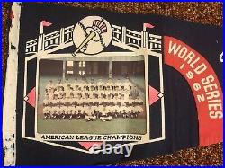 1962 New York Yankees World Series Full-Size Pennant, Team Photo, Mickey Mantle
