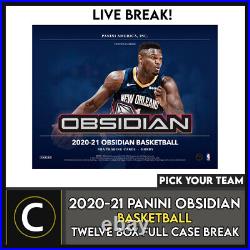 2020-21 Panini Obsidian Basketball 12 Box Full Case Break #b674 Pick Your Team