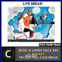 2020-21 Upper Deck Spx Hockey 10 Box (full Case) Break #h1204 Pick Your Team