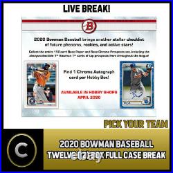 2020 Bowman Baseball 12 Box (full Case) Break #a1365 Pick Your Team