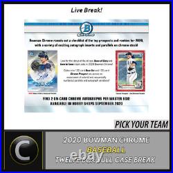 2020 Bowman Chrome Baseball 12 Box (full Case) Break #a816 Pick Your Team