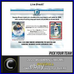 2020 Bowman Chrome Baseball 12 Box (full Case) Break #a939 Pick Your Team