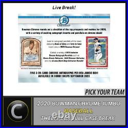 2020 Bowman Chrome Jumbo Baseball 12 Box Full Case Break #a936 Pick Your Team
