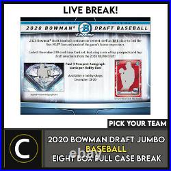 2020 Bowman Draft Jumbo Baseball 8 Box Full Case Break #a1023 Pick Your Team