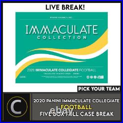 2020 Panini Immaculate Collegiate 5 Box (full Case) Break #f530 Pick Your Team