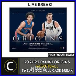2021-22 Panini Origins Basketball 12 Box Full Case Break #b766 Pick Your Team