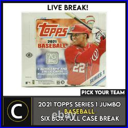 2021 Topps Series 1 Jumbo Baseball 6 Box Full Case Break #a1106 Pick Your Team