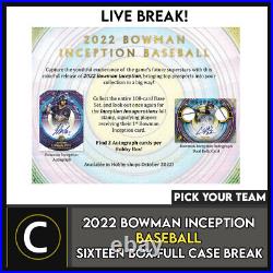 2022 Bowan Inception Baseball 16 Box (full Case) Break #a1712 Pick Your Team