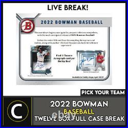 2022 Bowman Baseball 12 Box (full Case) Break #a1415 Pick Your Team