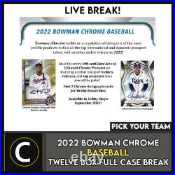 2022 Bowman Chrome Baseball 12 Box (full Case) Break #a1581 Pick Your Team