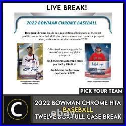 2022 Bowman Chrome Hta Baseball 12 Box (full Case) Break #a1597 Pick Your Team