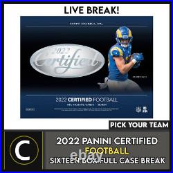 2022 Panini Certified Football 16 Box (full Case) Break #f1022 Pick Your Team