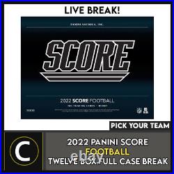 2022 Panini Score Football 12 Box (full Case) Break #f1009 Pick Your Team
