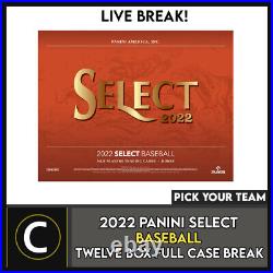 2022 Panini Select Baseball 12 Box (full Case) Break #a1488 Pick Your Team