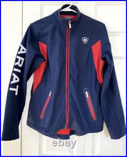 Ariat Ladies New Team Navy & Red Softshell Full-Zip Jacket Sz S (A)