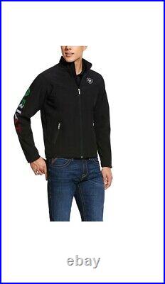 Ariat Men's New Team Logo Black Mexico Flag Softshell Jacket 10031424