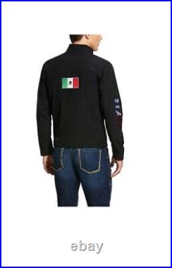 Ariat Men's New Team Logo Black Mexico Flag Softshell Jacket 10031424