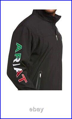 Ariat Men's New Team Logo Black Mexico Flag Softshell Jacket 10031424