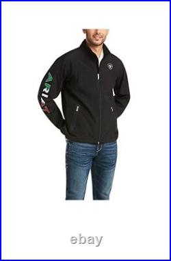 Ariat Men's New Team Logo Black Mexico Flag Softshell Jacket 10031424 Large