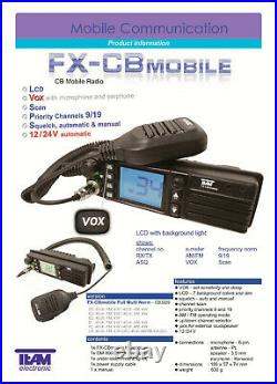 CB Radio Package Team FX-CB Mobile Mini Com Full Multi Norm AM FM COMPLETE START