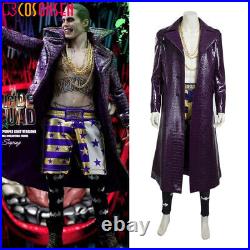 Cosonsen Suicide Squad Joker Cosplay Costume Halloween Outfits Leather Suit