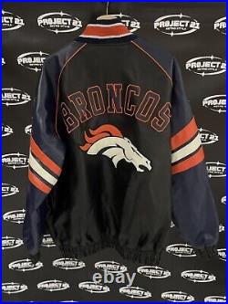 Denver Broncos NFL Leather Officially Licensed Team Jacket Men's Large Full Zip