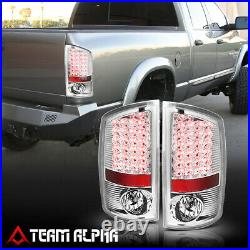 Fits 2007-2009 Dodge Ram 1500/2500 FULL LED Chrome/Clear Brake Lamp Tail Light