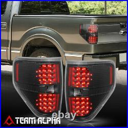 Fits 2009-2014 Ford F150 FULL LED Pair Black/Clear Brake Lamp Rear Tail Light