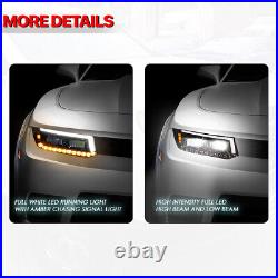 Fits 2014-2015 Chevy Camaro Full LED DRL Sequential Signal Headlight Lamps Black