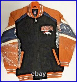 GIII Denver Broncos NFL Men's Full Zip Suede Leather Jacket NWT X-LARGE