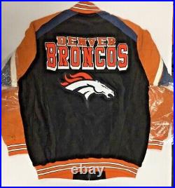 GIII Denver Broncos NFL Men's Full Zip Suede Leather Jacket NWT X-LARGE