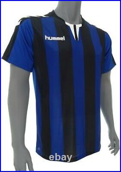 Hummel Football Team Shirts Men's Blue & Black Stripes (M & L) x 14 Full Sets