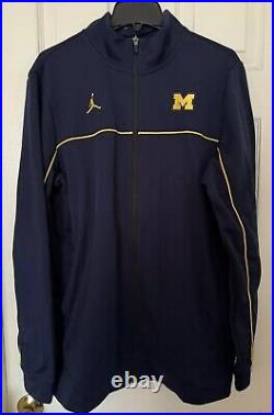 Jordan Men's L -TALL Michigan Wolverines Team Issued Full Zip Warmup Jacket NEW