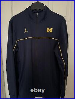 Jordan Men's L -TALL Michigan Wolverines Team Issued Full Zip Warmup Jacket NEW