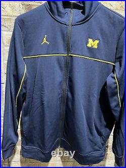 Large Jordan Men's Michigan Wolverines Team Issued Full Zip Warmup Jacket