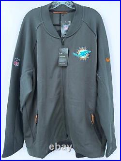 MIAMI DOLPHINS NIKE TEAM ISSUED DARK GREY FULL ZIP JACKET NEW WithTAGS SIZE 4XL