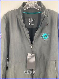 MIAMI DOLPHINS NIKE TEAM ISSUED GREY FULL ZIP JACKET AQUA LOGO NEW WithTAGS SZ MED