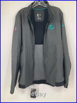 MIAMI DOLPHINS NIKE TEAM ISSUED GREY FULL ZIP JACKET AQUA LOGO NEW WithTAGS SZ MED