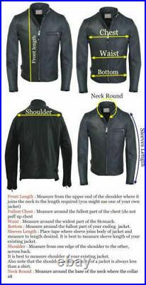 Men's Black Leather Jacket Slim Fit Full Zippered Genuine Leather Jacket #22