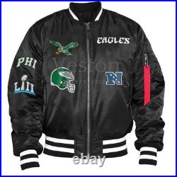 Men's Kevin Hart Philadelphia Eagles Black Varsity Satin Jacket NFL