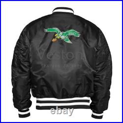 Men's Kevin Hart Philadelphia Eagles Black Varsity Satin Jacket NFL