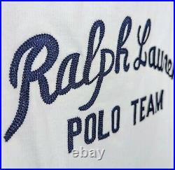 Men's Polo Ralph Lauren Polo Team Full Zip Hoodie White Navy Pockets sz. Medium