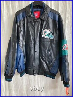 Miami Dolphins Adult Full Leather Team Jacket -Size XL $299 SRP #LA58340