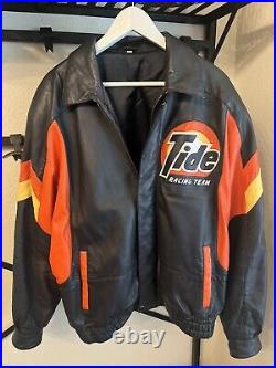 NASCAR Soft Leather Tide Racing Team Winston Cup Jacket Full Zip Snap Ricky Rudd