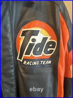 NASCAR Soft Leather Tide Racing Team Winston Cup Jacket Full Zip Snap Ricky Rudd