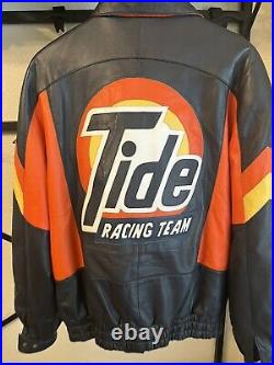 NASCAR Soft Leather Tide Racing Team Winston Cup Jacket Full Zip Snap Ricky Rudd