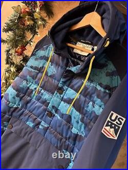 NEW WOT U. S. Ski Team Spyder Jacket Blue Camo Men's Large
